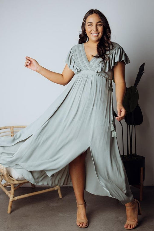 Jennifer Deep V Maxi Dress | Sage ...